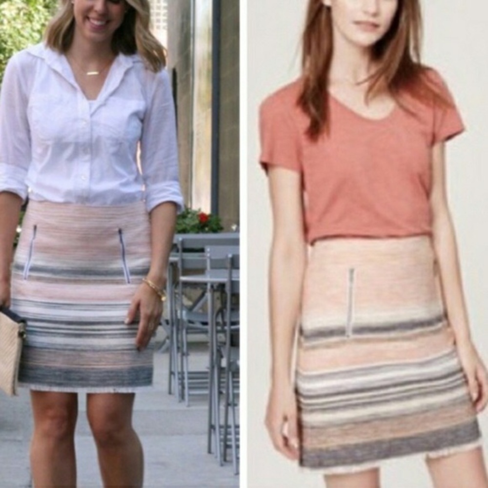 LOFT Tweed, Fringe, and Zipper Skirt
